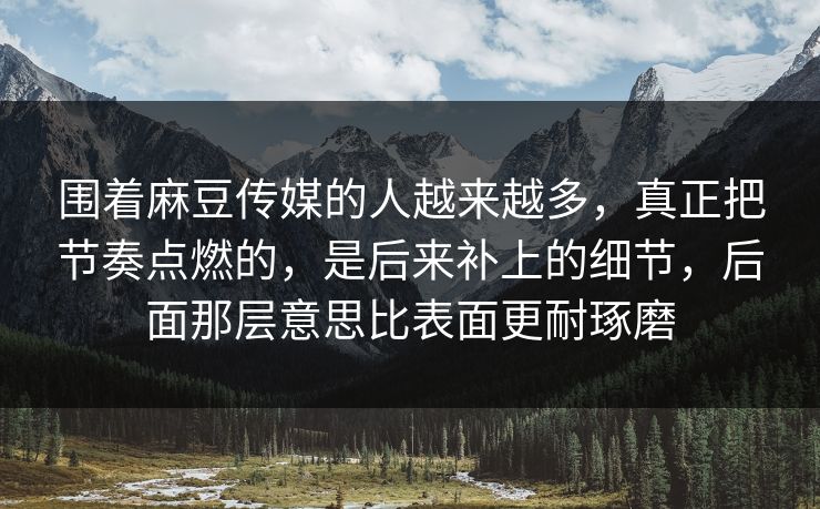 围着麻豆传媒的人越来越多,真正把节奏点燃的,是后来补上的细节,后面那层意思比表面更耐琢磨